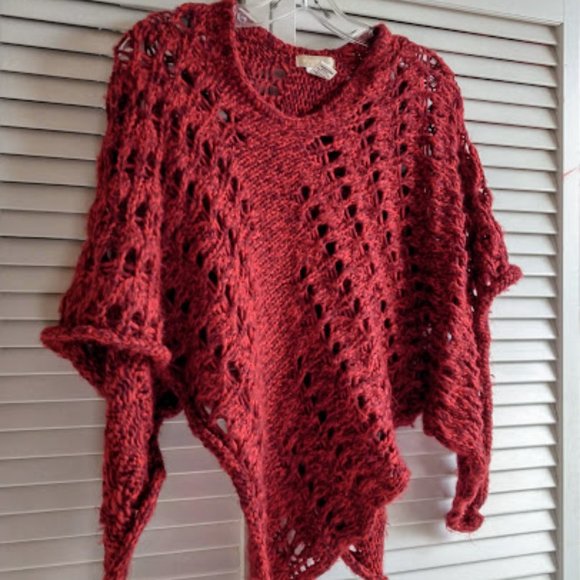 Nordstrom Jackets & Blazers - Gorgeous Cozy Nordstrom Woven Cape Shawl Rich Crimson Burgandy Red